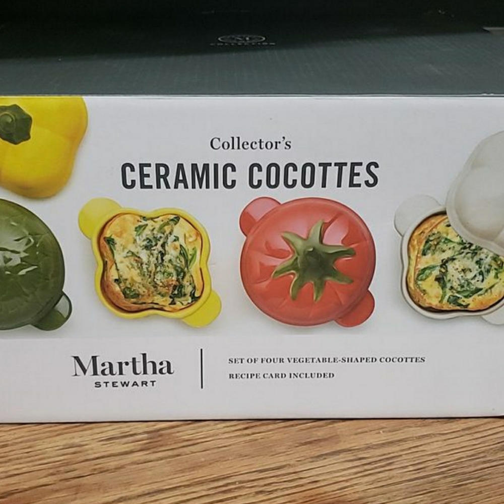Martha Stewart Vegetable-Shaped Ceramic Cocottes in Yellow, Red, Green, White